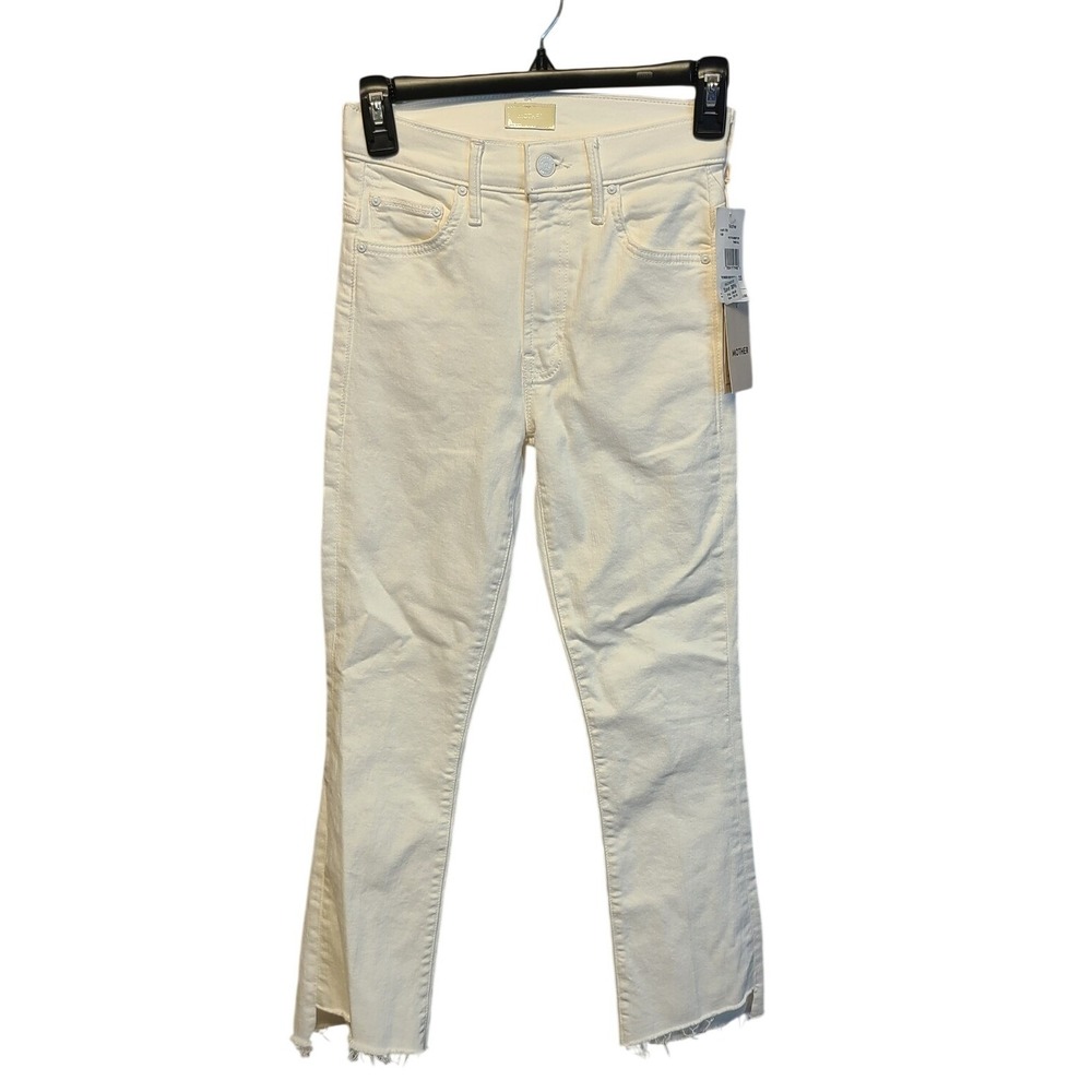 Mother The Insider Step Fray Jeans Off-White High Rise Skinny NWT 24